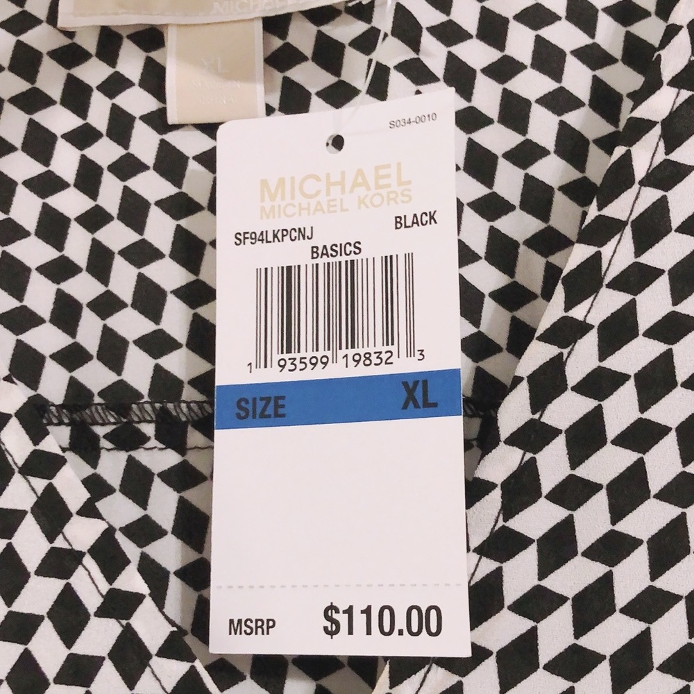 Michael Kors Peplum Blouse in Black & White, Size XL New with Tag - Picture 8 of 9